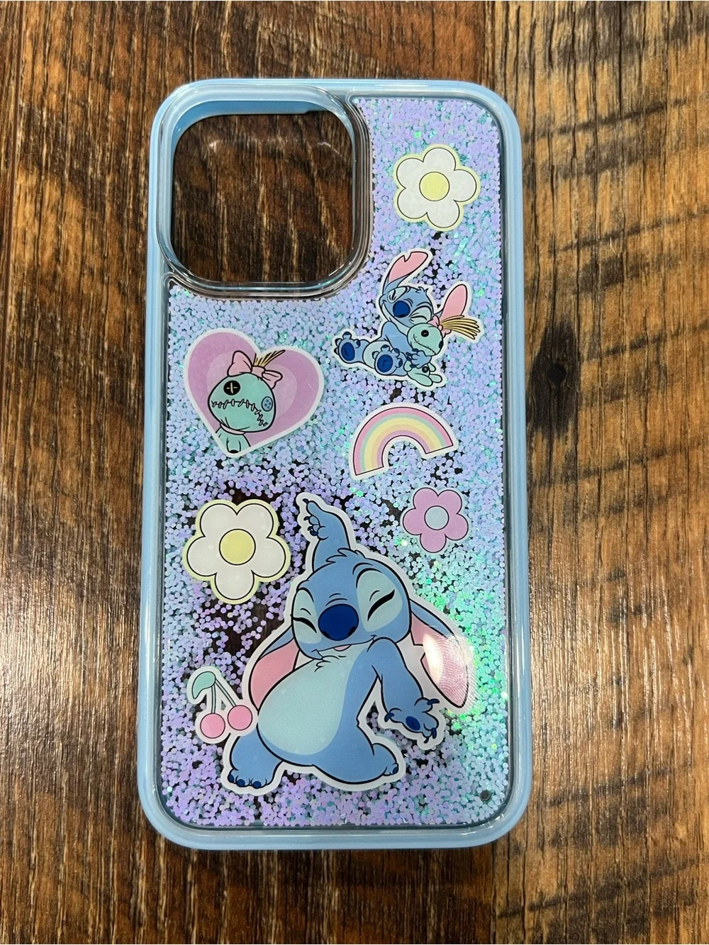 Disney Stitch Glitter Blue Phone Case - IPhone 13 pro max
